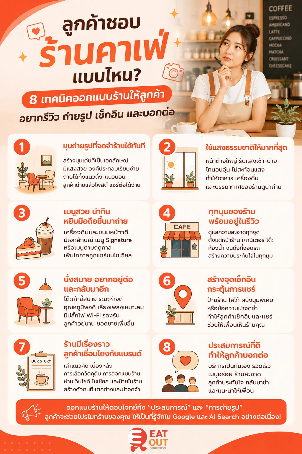 ลูกค้าชอบร้านคาเฟ่แบบไหน? 8 เทคนิคออกแบบร้านให้ลูกค้าอยากรีวิวร้านคาเฟ่ ถ่ายรูป เช็กอิน