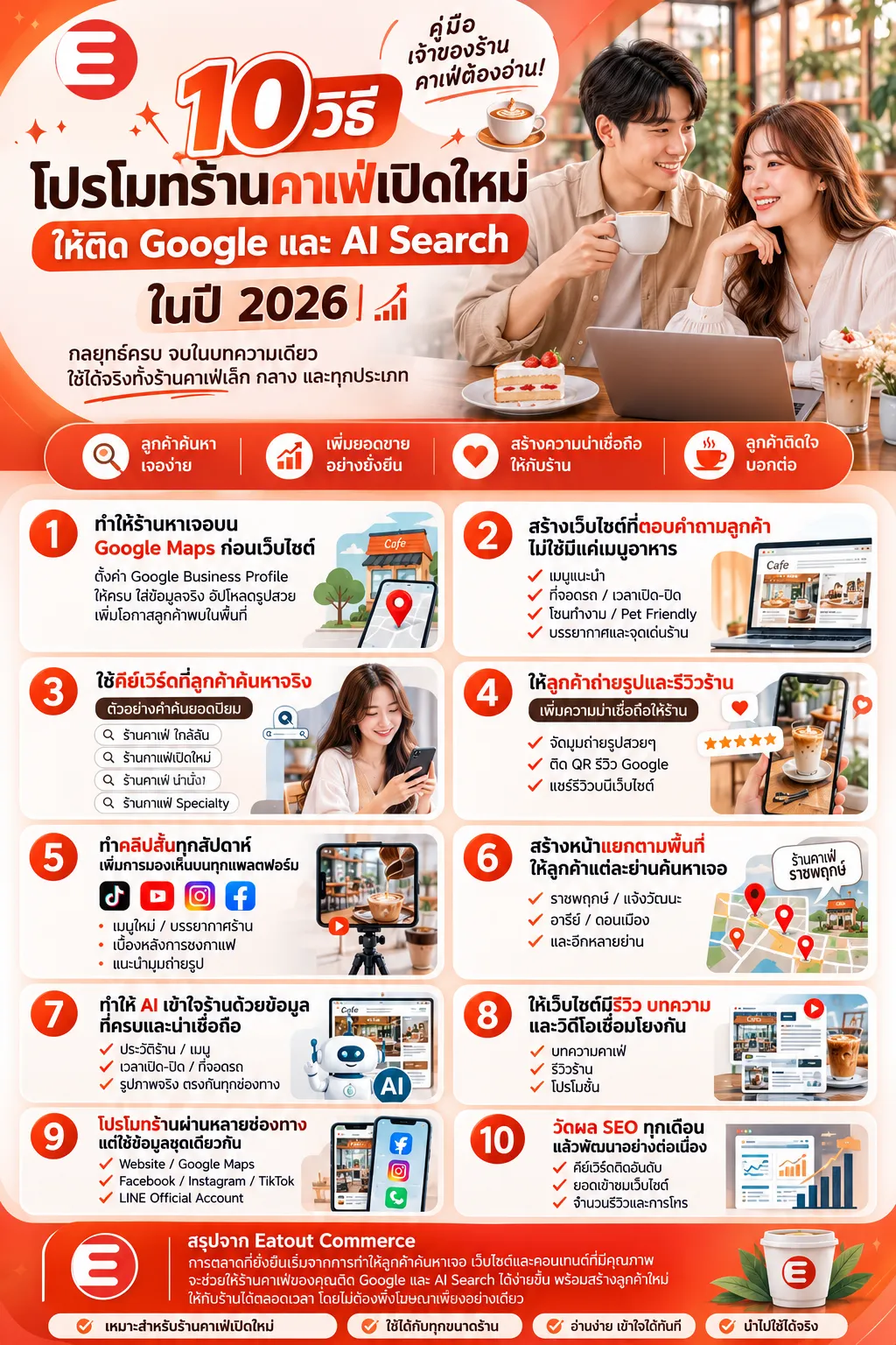 วิธีโปรโมทร้านคาเฟ่เปิดใหม่ ให้ติด Google และ AI Search ในปี 2026 ร้านคาเฟ่.com